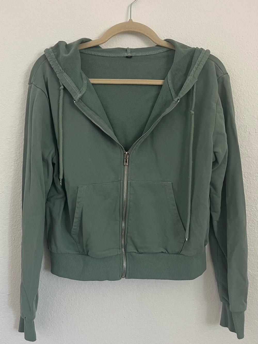 Women's Sage Green Zip-Up Hoodie Jacket